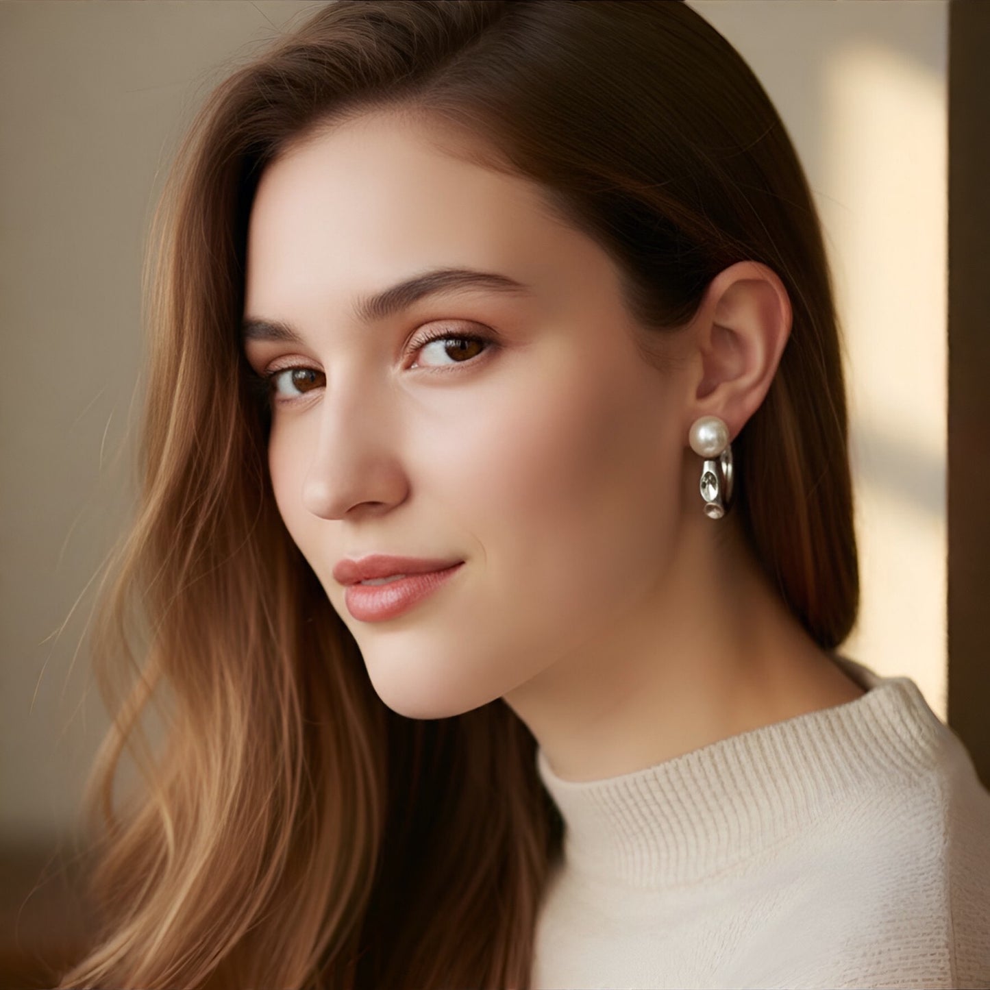 Big hoop Perla plateado